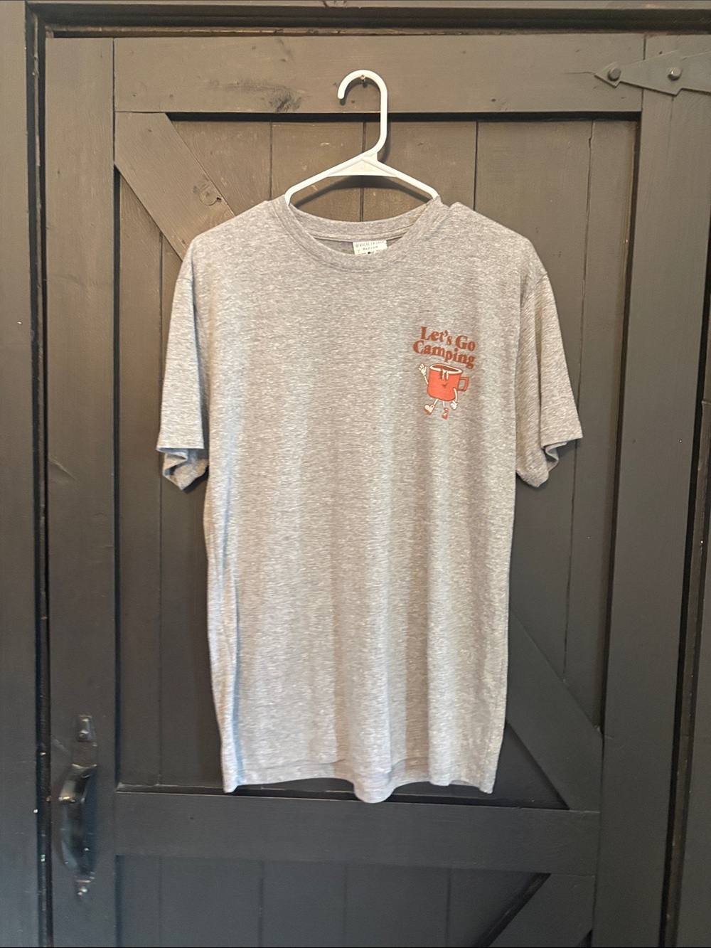 Men's Gray Short Sleeve 'Let's Go Camping' Graphic Tee